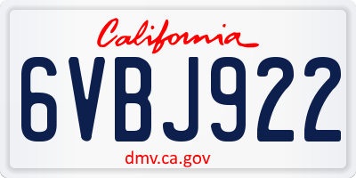 CA license plate 6VBJ922