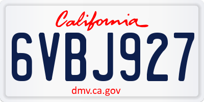 CA license plate 6VBJ927