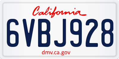 CA license plate 6VBJ928