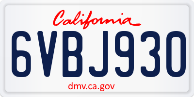 CA license plate 6VBJ930