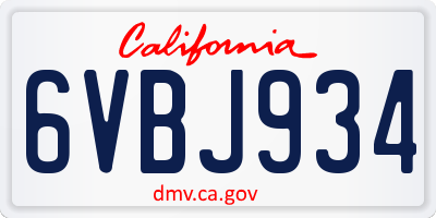 CA license plate 6VBJ934