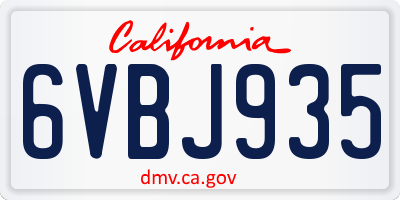 CA license plate 6VBJ935
