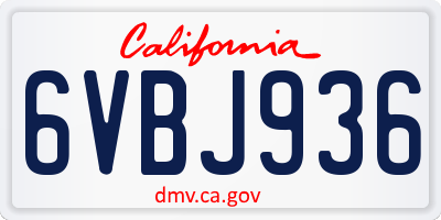 CA license plate 6VBJ936