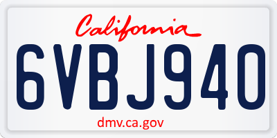 CA license plate 6VBJ940