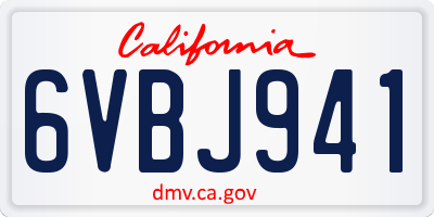 CA license plate 6VBJ941