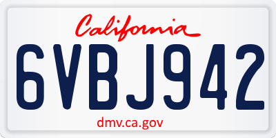 CA license plate 6VBJ942