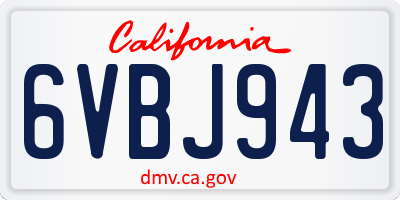 CA license plate 6VBJ943