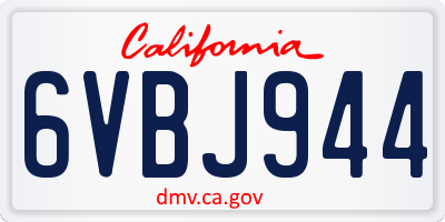 CA license plate 6VBJ944