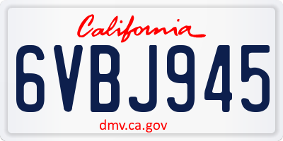 CA license plate 6VBJ945