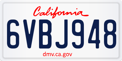 CA license plate 6VBJ948