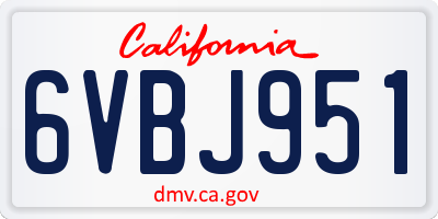 CA license plate 6VBJ951