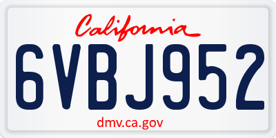 CA license plate 6VBJ952