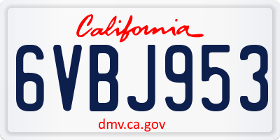 CA license plate 6VBJ953