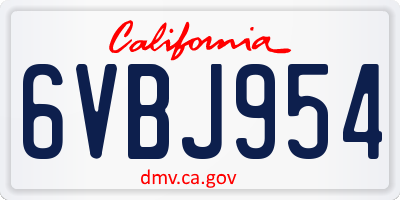 CA license plate 6VBJ954