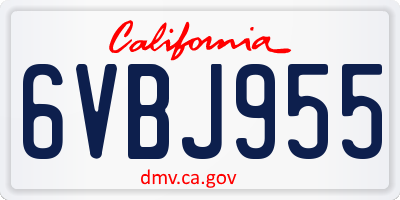 CA license plate 6VBJ955