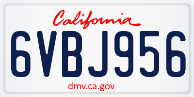 CA license plate 6VBJ956