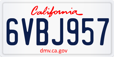 CA license plate 6VBJ957