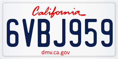 CA license plate 6VBJ959