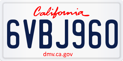 CA license plate 6VBJ960