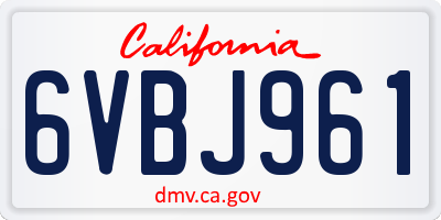 CA license plate 6VBJ961