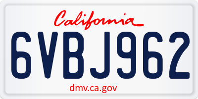 CA license plate 6VBJ962
