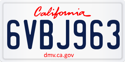 CA license plate 6VBJ963