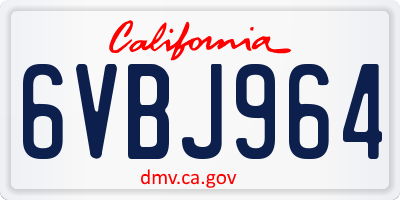 CA license plate 6VBJ964