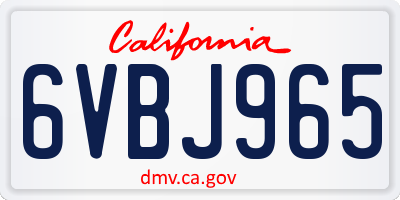 CA license plate 6VBJ965