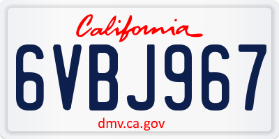 CA license plate 6VBJ967