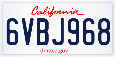 CA license plate 6VBJ968