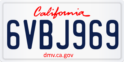 CA license plate 6VBJ969
