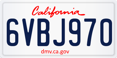 CA license plate 6VBJ970