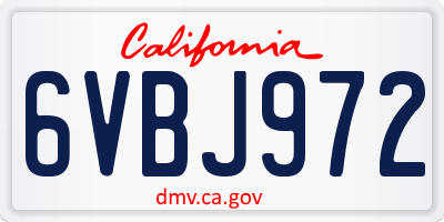CA license plate 6VBJ972