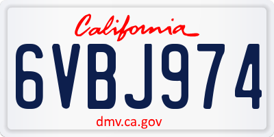 CA license plate 6VBJ974