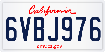 CA license plate 6VBJ976