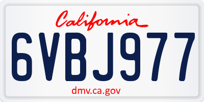 CA license plate 6VBJ977