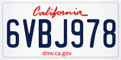 CA license plate 6VBJ978