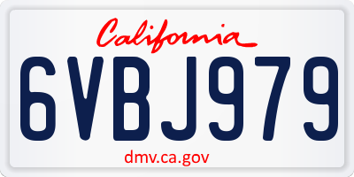 CA license plate 6VBJ979