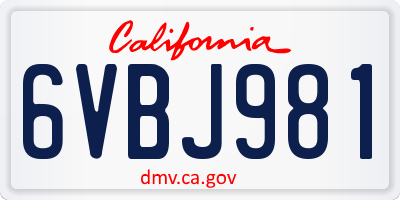 CA license plate 6VBJ981