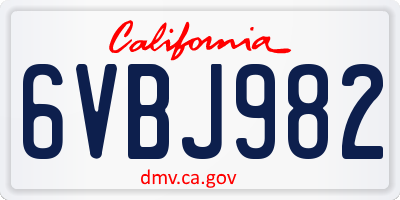 CA license plate 6VBJ982