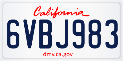 CA license plate 6VBJ983