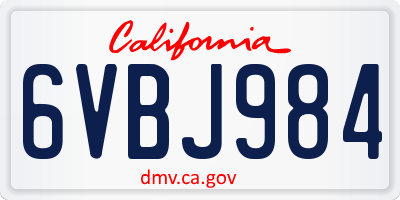 CA license plate 6VBJ984