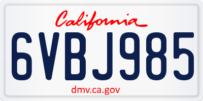 CA license plate 6VBJ985