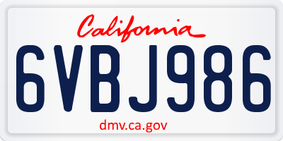 CA license plate 6VBJ986