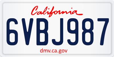 CA license plate 6VBJ987