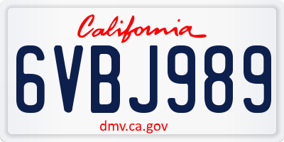 CA license plate 6VBJ989