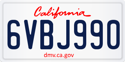CA license plate 6VBJ990