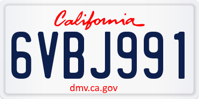 CA license plate 6VBJ991