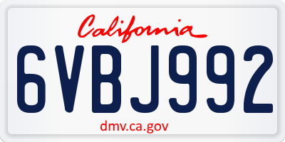 CA license plate 6VBJ992