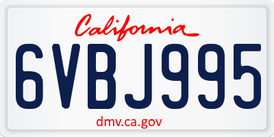 CA license plate 6VBJ995